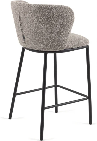 Полубарный стул Ciselia из серой ткани букле и черного металла 65 см La Forma (ex Julia Grup) арт.160256