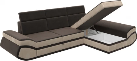 Диван угловой Лига-032 правый угол (Коричневый,Бежевый/Велюр) Лига Диванов арт.121646