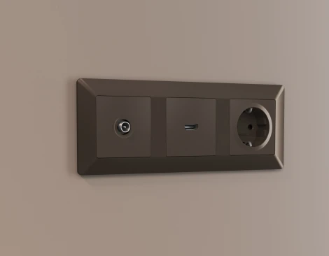 Лицевая панель Ambrella Volt ALFA (Темная бронза матовый) для TV розетки QUANT AP6430