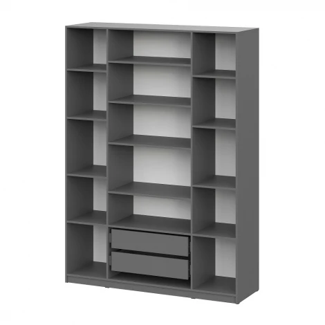 Шкаф распашной с наполнением Арника (13 полок + 2 ящика) ШК 5 (1600), Графит