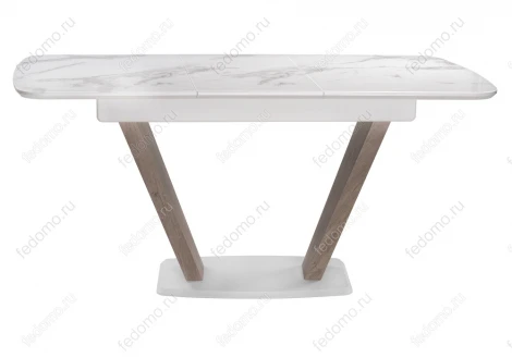 Стол на тумбе Woodville Петир белая шагрень / дуб с пилением 462110