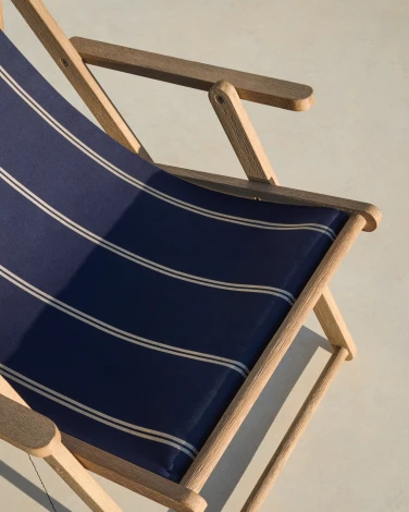 Vilara Складной шезлонг для улицы в полоску синего и бежевого цвета La Forma (ex Julia Grup) 262379
