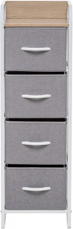 Комод Leset Ноа 4 ящ., Каркас Белый, Светло-серый (Сталь,Искусственный лен/Белый) арт.2500000183447