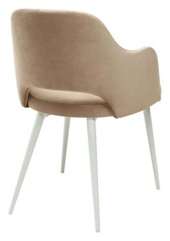 Стул FANTINE-LA БЕЖЕВЫЙ #5, велюр/ белый каркас