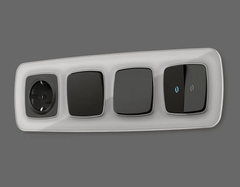 Лицевая панель Ambrella Volt OMEGA (Черный матовый) для электрической розетки с заземлением QUANT OP8060