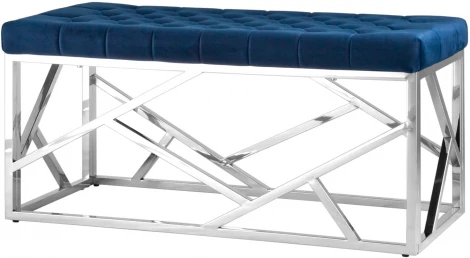 Банкетка-скамейка Stool Group АРТ ДЕКО велюр синий сталь серебро УТ000001880