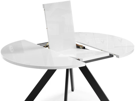 Стол стеклянный Веллор 120(160)х120х75 белый / черный 502178 Woodville