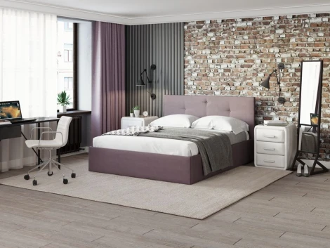 PROxSON Кровать Mono (Ткань: Рогожка Тетра Слива) 180x200