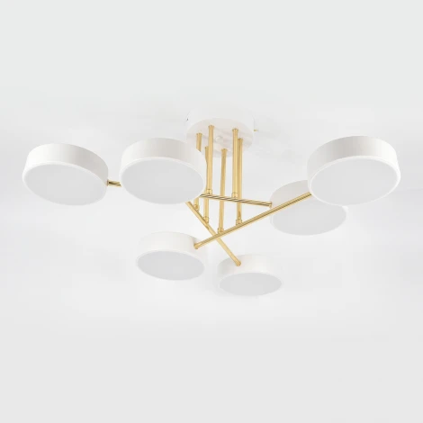 Потолочная люстра на штанге с таймером Escada Rune 10262/6LED 78Вт, с ПДУ, металл/акрил, белый/золото (220V)