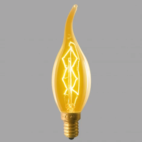 Лампочка накаливания свеча на ветру желтая E27 60W Uniel IL-V-CW35-60/GOLDEN/E14 ZW01