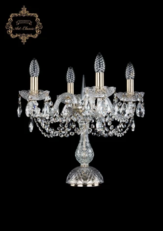 Интерьерная настольная лампа Art Classic 12.11 12.11.4.141-37.Br.Sp (220V, хрусталь, подвески, подсвечник, свеча)