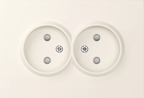 Накладка для розетки 2-й без заземления, со шторками 16A 250 В~, матовый кремовый Donel A07 DE22631