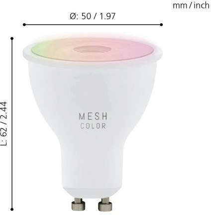 Лампочка светодиодная RGB с управлением смартфоном белая полусфера GU10 5W Eglo Lm_led_gu10 11856