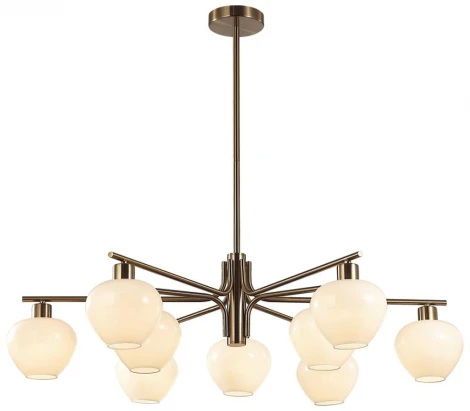 Потолочная люстра на штанге Lumion Carmela 8278/9 латунь/белый, металл/стекло Е14 9*40W 220V