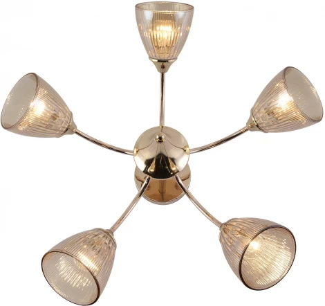 Потолочная люстра на штанге Escada Amelia 1129/5P 5x60Вт E27, металл/стекло, золото