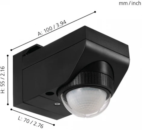Датчик движения инфракрасный накладной Eglo Detect Me, 1200W, IP44, черный