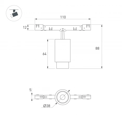 Трековый светильник MAG-MICROCOSM-SPOT-ZOOM-R38-5W Warm3000 (WH, 10-55 deg, 24V) (Arlight, IP20 Металл) 051805