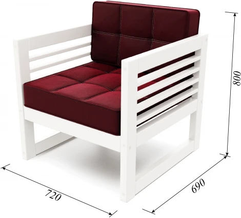 Кресло Arsko Сега белая эмаль велюр бордовый