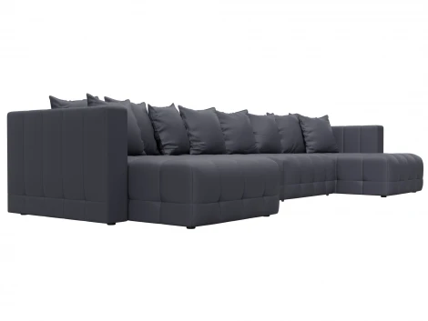 Диван П-образный Лига-052 НПБ Лонг (ЛДСП,Брус,Фанера/Пластик/Экокожа/Серый) Лига Диванов 129921