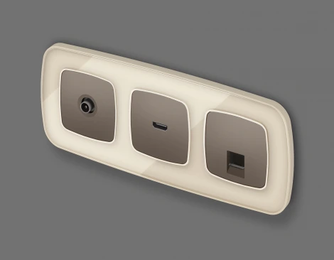 Комплект механизма Ethernet RJ-45 розетки экранированной с автоматической защитной шторкой встраиваемый (темная бронза матовый) Ambrella Volt QUANT MO642005