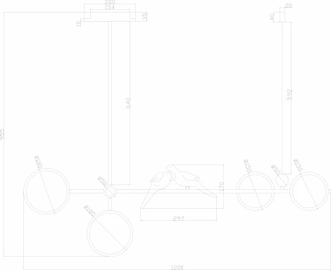 Потолочная люстра на штанге Arte Lamp Toliman A2613SP-4BK