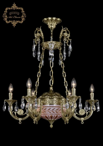 Подвесная люстра с хрустальными подвесками Art Classic 31.44 31.44.6.KR175SP.250IT.G.Sp.Amber.White.1D