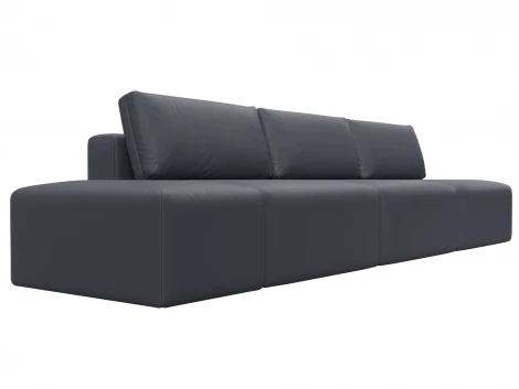 Диван прямой модульный с пуфом Лига-060 НПБ Лонг (ЛДСП,Брус,Фанера/Пластик/Экокожа/Серый) Лига Диванов 130059