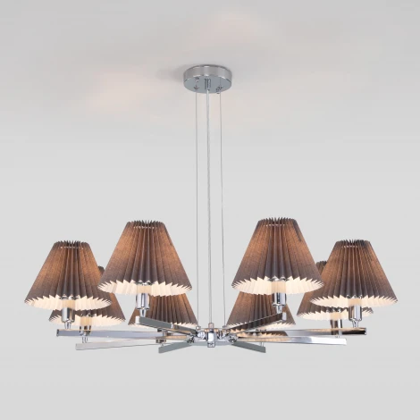 Умная подвесная люстра Eurosvet Peony 60136/8 хром/графит (220V)