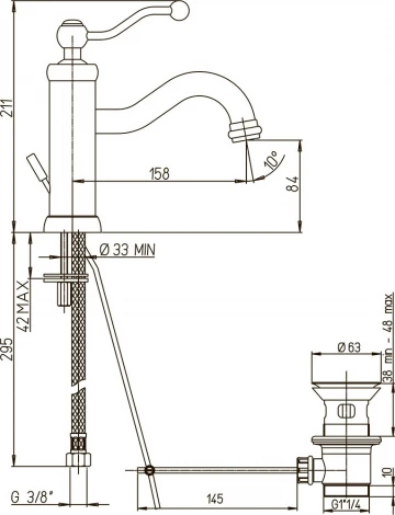 Смеситель Paini Duomo 88CR211KM для раковины