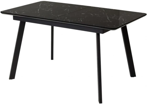 Стол АРУБА 140 ЧЕРНЫЙ МРАМОР, стекло / ЧЕРНЫЙ