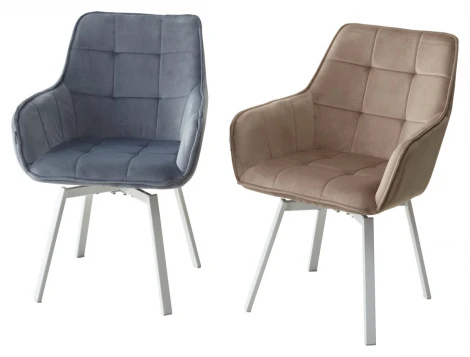 Стул M-City MAVERICK BLUVEL-40 BEIGE/ белый каркас, поворот.360 град.