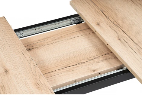 Стол раскладной Woodville Колон Лофт 120 25 мм черный матовый / дуб делано светлый 489607