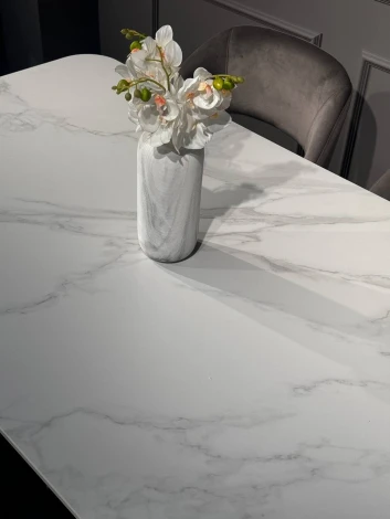 Стол обеденный IST-CASA Блум ART2922-160W, 160х90х75 см, белая керамика/черный