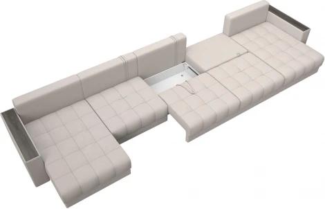 Диван П-образный с декором Лига-049 НПБ Мегалонг Лига Диванов (Замша) арт.128548