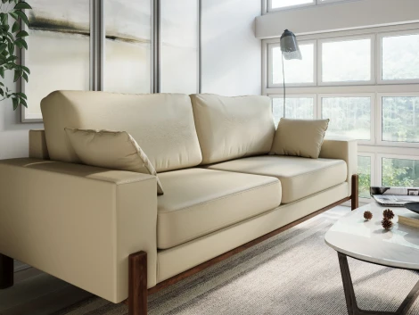 Диван Arsko прямой Хангель экокожа молочная