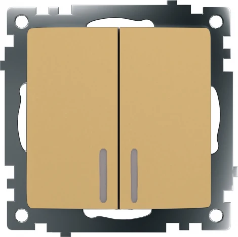 Выключатель двухклавишный с подсветкой (золото) Stekker Катрин 49217