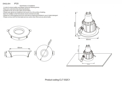 Встраиваемый точечный светильник Crystal Lux CLT 032 032C1 BL