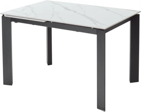 Стол CORNER 120 MATT WHITE MARBLE SINTERED STONE/ BLACK