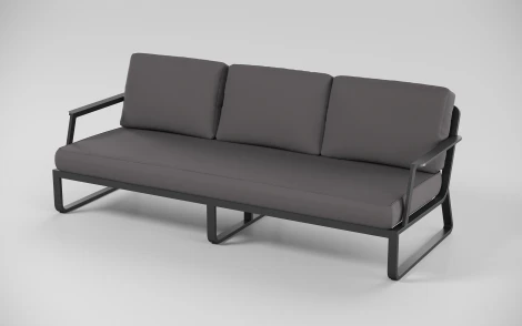 Лаунж зона Gardenini Voglie long (Алюминий,Закаленное стекло,Ткань/Темно-серый,Антрацит,Черный) LVGL.010500.S3