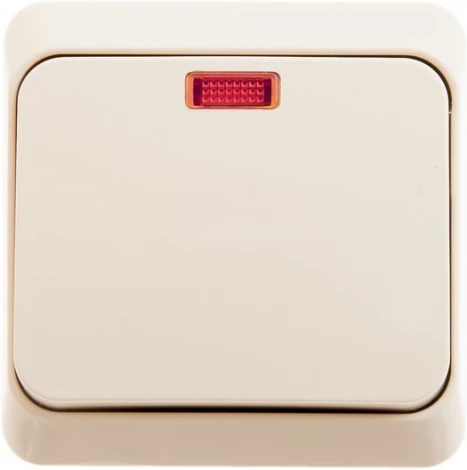 Выключатель накладной одноклавишный с подсветкой (кремовый) Systeme Electric BA10-005K