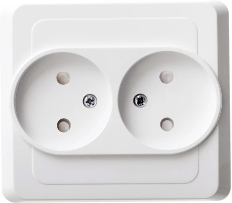 Розетка встраиваемая двойная без заземления со шторками (белый) Systeme Electric Этюд PC16-006B