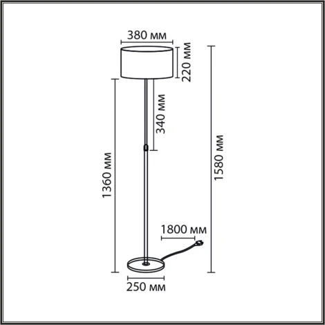 Торшер Lumion Irisa 8358/1F медь/черный/белый, металл/текстиль E27 60W 220V