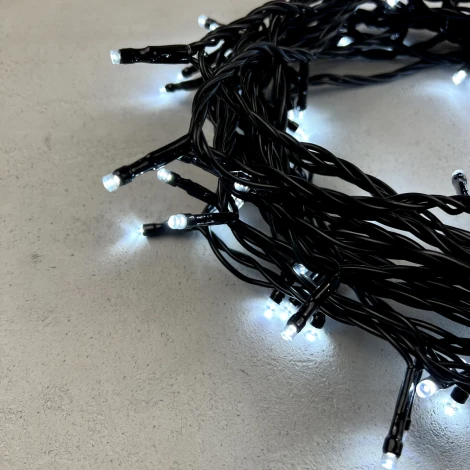 Гирлянда Нить 10м белая 220В, 100 LED, провод черный ПВХ, IP54 Laitcom PST100-11-2W