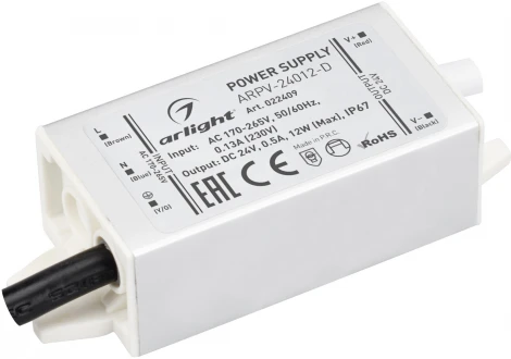 Блок питания ARPV-24012-D (24V, 0.5A, 12W) (IP67 Металл) 022409 Arlight ARPV