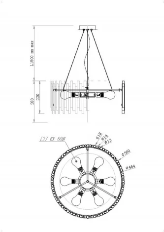 Подвесная люстра Maytoni Coliseo MOD136PL-06BS (220V, на тросе, круглые)