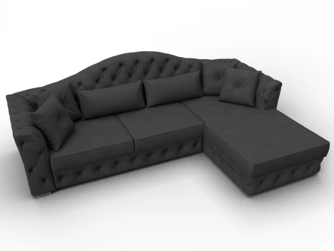 Диван угловой Артис правый угол (Брус,Рейка,Замша/Коричневый) Лига Диванов 128040