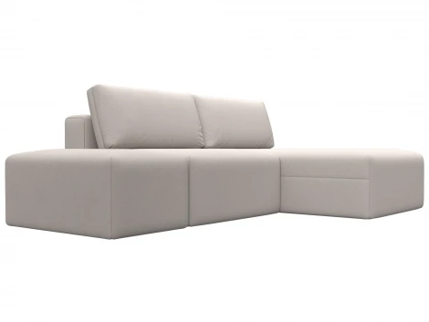 Диван угловой модульный с пуфом Лига-060 НПБ угол универсальный (ЛДСП,Брус,Фанера/Пластик/Замша/Бежевый) Лига Диванов 129692