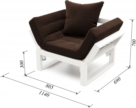 Кресло Arsko Амбер белая эмаль шоколадный велюр