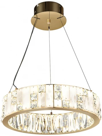 Подвесной светильник Odeon Light Crossa 5072/60L золото/прозрачный/белый/металл/хрусталь/алебастр LED 60W 3700K (220V, кольцо)