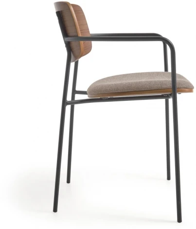 Обеденный стул La Forma (ex Julia Grup) Maureen (Коричневый/ Ясень,Шпон ореха,Дерево,Шпон,Металл,Пена)